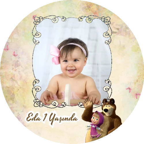 Maşa İle Koca Ayı Temalı yuvarlak Açacak Magneti